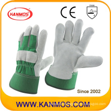 Green Industrial Safety Cow Split Leather Work Gloves (110093)